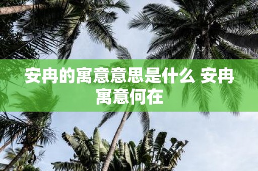 安冉的寓意意思是什么 安冉寓意何在