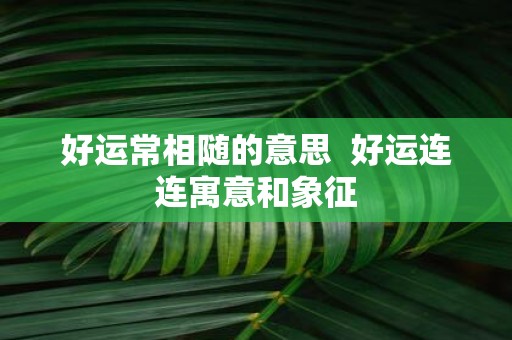 好运常相随的意思 好运连连寓意和象征