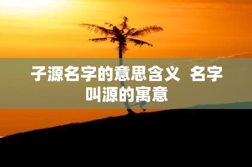 子源名字的意思含义 名字叫源的寓意