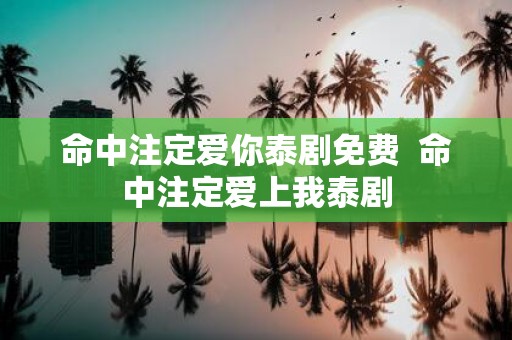 命中注定爱你泰剧免费 命中注定爱上我泰剧