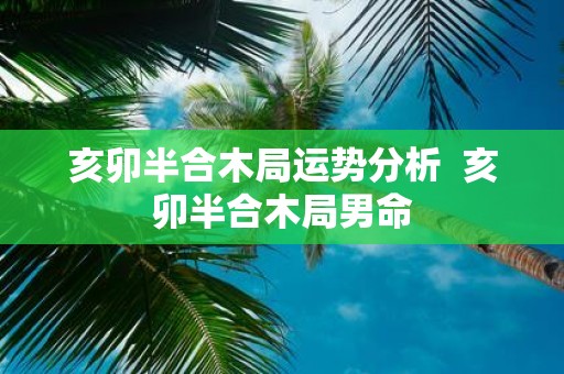 亥卯半合木局运势分析 亥卯半合木局男命