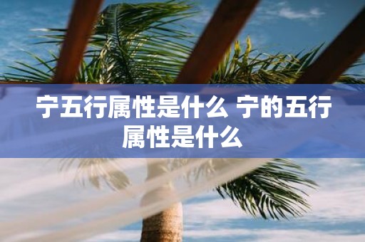 宁五行属性是什么 宁的五行属性是什么