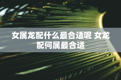 女属龙配什么最合适呢 女龙配何属最合适