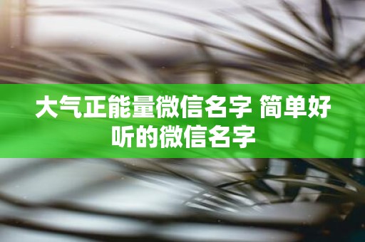 大气正能量微信名字 简单好听的微信名字