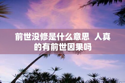 前世没修是什么意思 人真的有前世因果吗