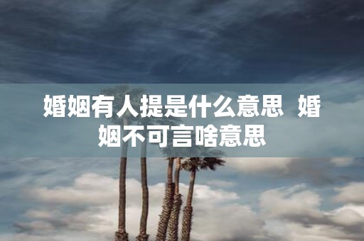婚姻有人提是什么意思 婚姻不可言啥意思