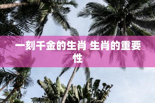 一刻千金的生肖 生肖的重要性