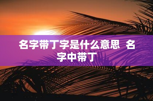 名字带丁字是什么意思 名字中带丁