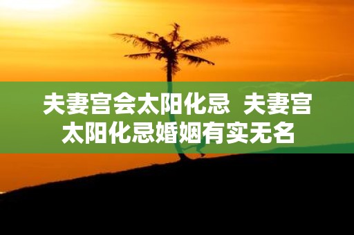 夫妻宫会太阳化忌 夫妻宫太阳化忌婚姻有实无名