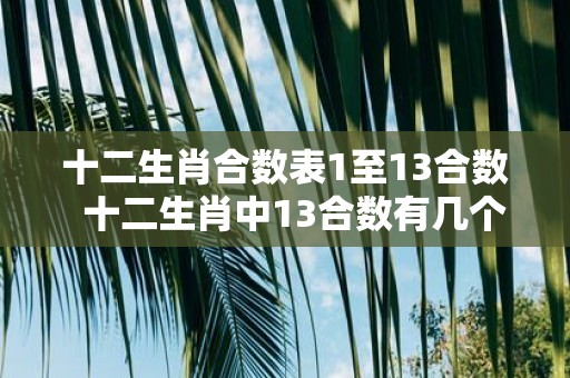 十二生肖合数表1至13合数 十二生肖中13合数有几个