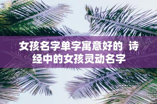 女孩名字单字寓意好的 诗经中的女孩灵动名字