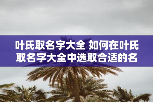 叶氏取名字大全 如何在叶氏取名字大全中选取合适的名字