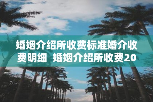 婚姻介绍所收费标准婚介收费明细  婚姻介绍所收费200元