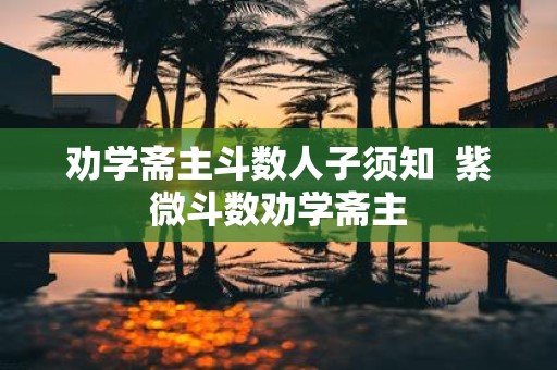 劝学斋主斗数人子须知 紫微斗数劝学斋主