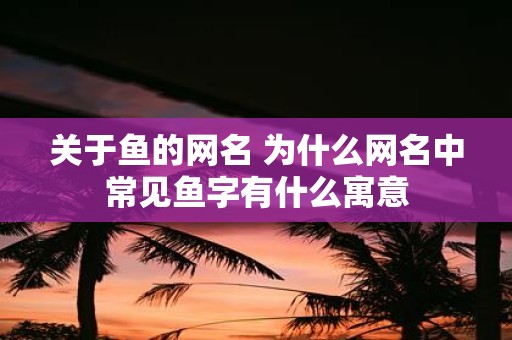 关于鱼的网名 为什么网名中常见鱼字有什么寓意