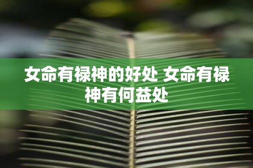 女命有禄神的好处 女命有禄神有何益处