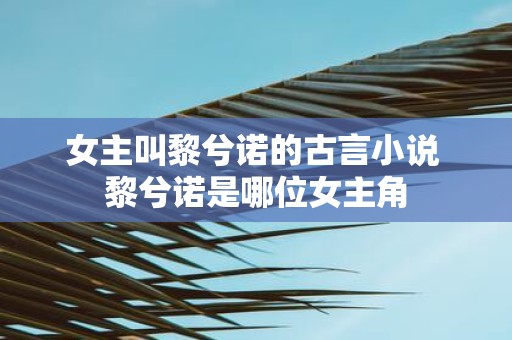 女主叫黎兮诺的古言小说 黎兮诺是哪位女主角