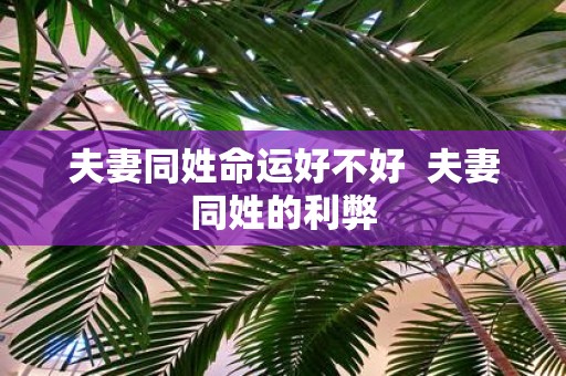 夫妻同姓命运好不好 夫妻同姓的利弊