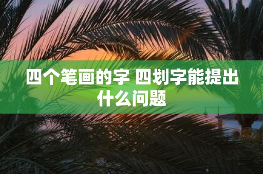 四个笔画的字 四划字能提出什么问题