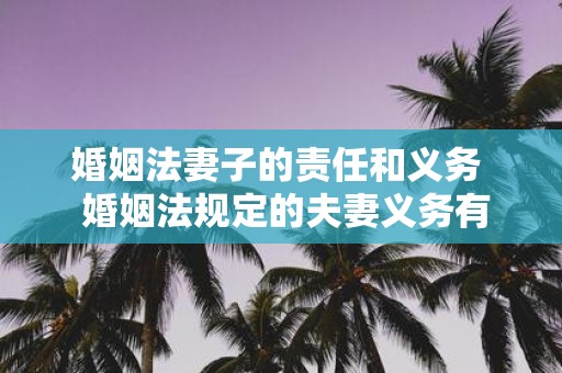婚姻法妻子的责任和义务 婚姻法规定的夫妻义务有哪些
