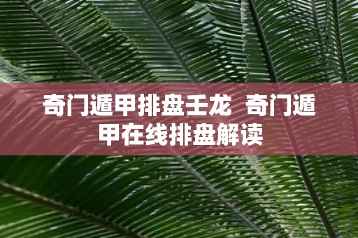 奇门遁甲排盘壬龙 奇门遁甲在线排盘解读