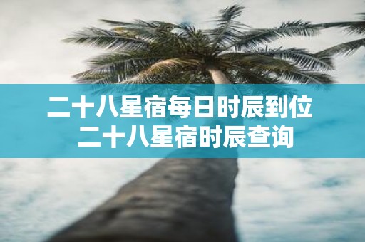 二十八星宿每日时辰到位 二十八星宿时辰查询