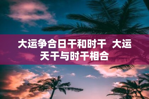 大运争合日干和时干 大运天干与时干相合