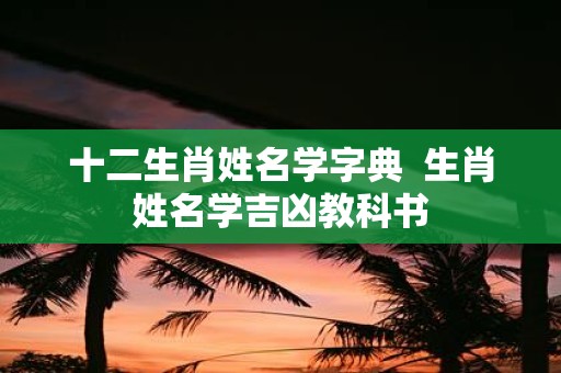 十二生肖姓名学字典 生肖姓名学吉凶教科书