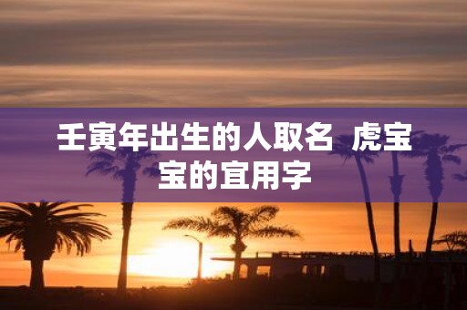 壬寅年出生的人取名 虎宝宝的宜用字
