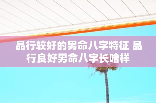 品行较好的男命八字特征 品行良好男命八字长啥样