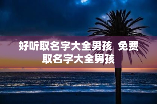 好听取名字大全男孩 免费取名字大全男孩