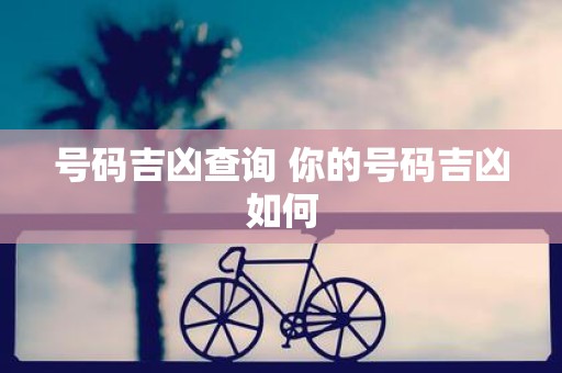 号码吉凶查询 你的号码吉凶如何