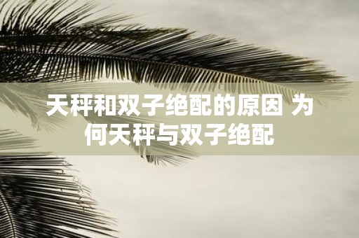 天秤和双子绝配的原因 为何天秤与双子绝配