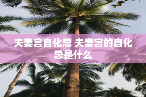 夫妻宫自化忌 夫妻宫的自化忌是什么