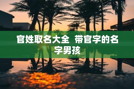 官姓取名大全 带官字的名字男孩