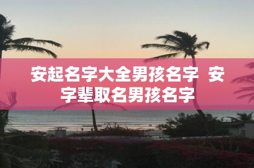 安起名字大全男孩名字 安字辈取名男孩名字