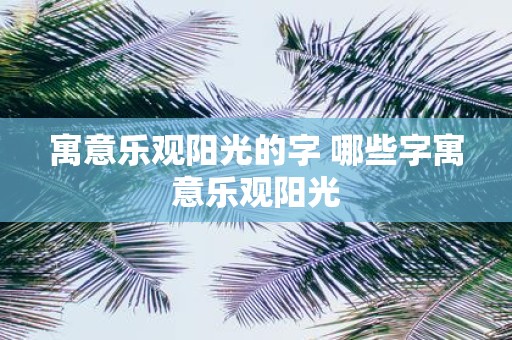 寓意乐观阳光的字 哪些字寓意乐观阳光