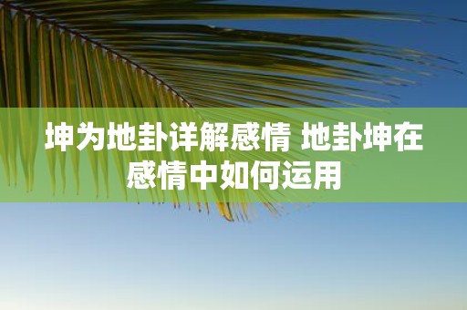 坤为地卦详解感情 地卦坤在感情中如何运用