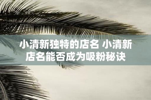 小清新独特的店名 小清新店名能否成为吸粉秘诀