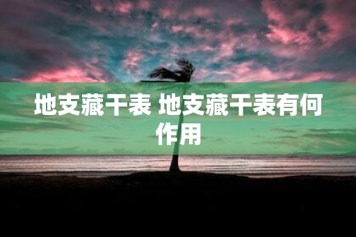地支藏干表 地支藏干表有何作用
