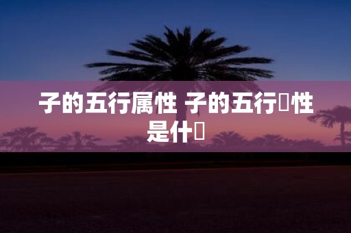 子的五行属性 子的五行屬性是什麼