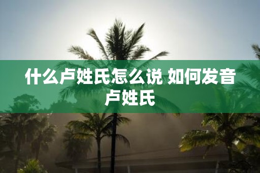 什么卢姓氏怎么说 如何发音卢姓氏