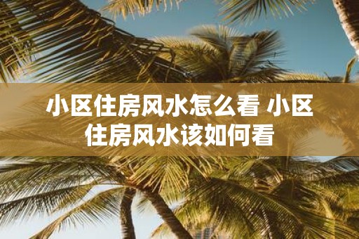 小区住房风水怎么看 小区住房风水该如何看
