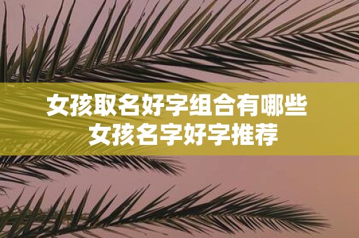 女孩取名好字组合有哪些 女孩名字好字推荐