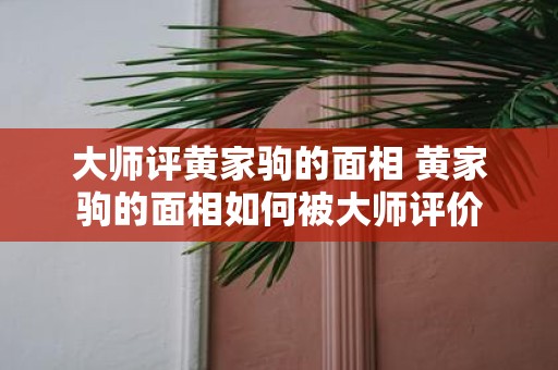 大师评黄家驹的面相 黄家驹的面相如何被大师评价