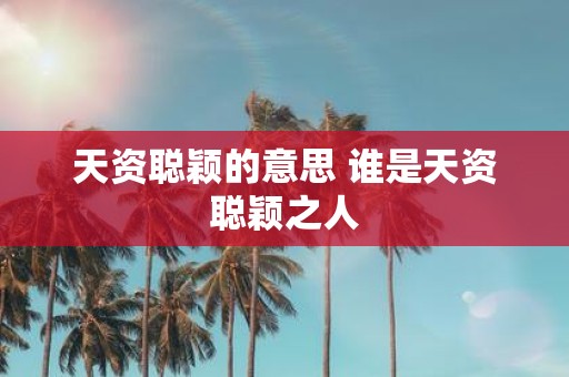 天资聪颖的意思 谁是天资聪颖之人