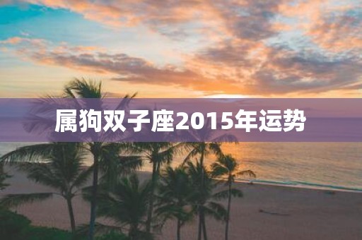 属狗双子座2015年运势