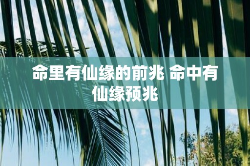 命里有仙缘的前兆 命中有仙缘预兆