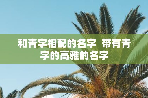 和青字相配的名字 带有青字的高雅的名字