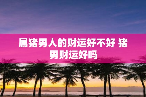 属猪男人的财运好不好 猪男财运好吗